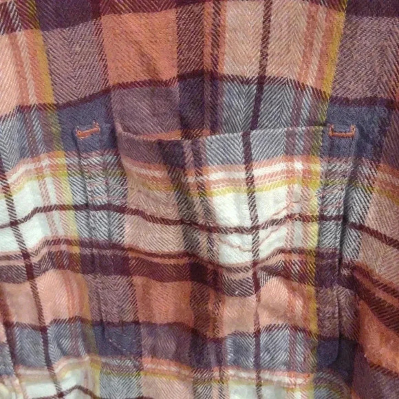 Dickies women's large plaid‎ pink purple white flannel button down - Picture 3 of 5